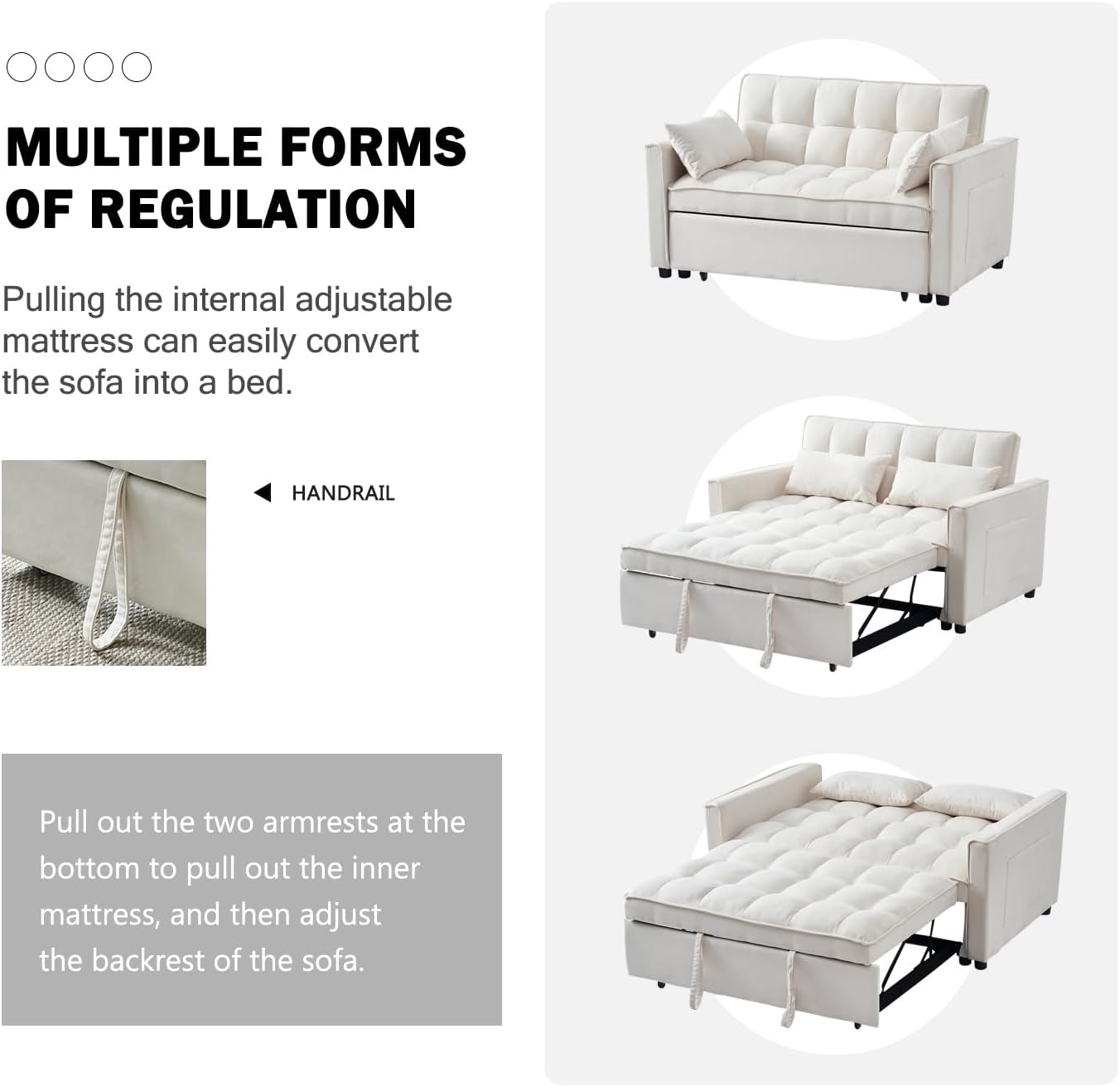 54.8'' Sleeper Sofa Bed 3-in-1 Convertible Couch with Pullout Bed,