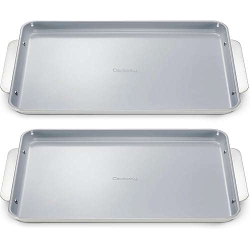 Caraway Non-Stick Ceramic Large Baking Sheet Sheet - Naturally Slick Ceramic Coating - Non-Toxic, PTFE & PFOA Free - Perfect for Baking, Roasting, and More - Large (18" x 13") - Gray