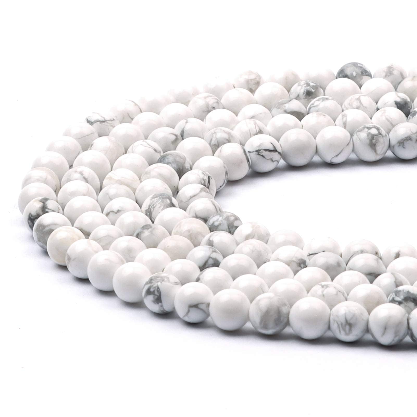 6mm Round Natural White Turquoise Gemstone Beads