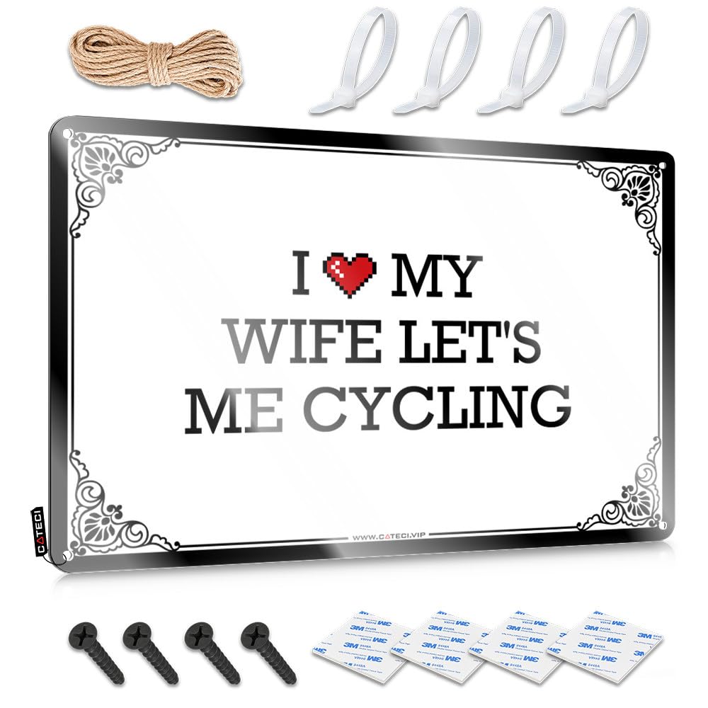 Retro Wall Art Soft Bath Waterproof Artwork, Unique Retro Print For Cafe Pub Drive | Housewarming Pre-drilled Custom I Love My Wife Let's Me Cycling(30X40CM)