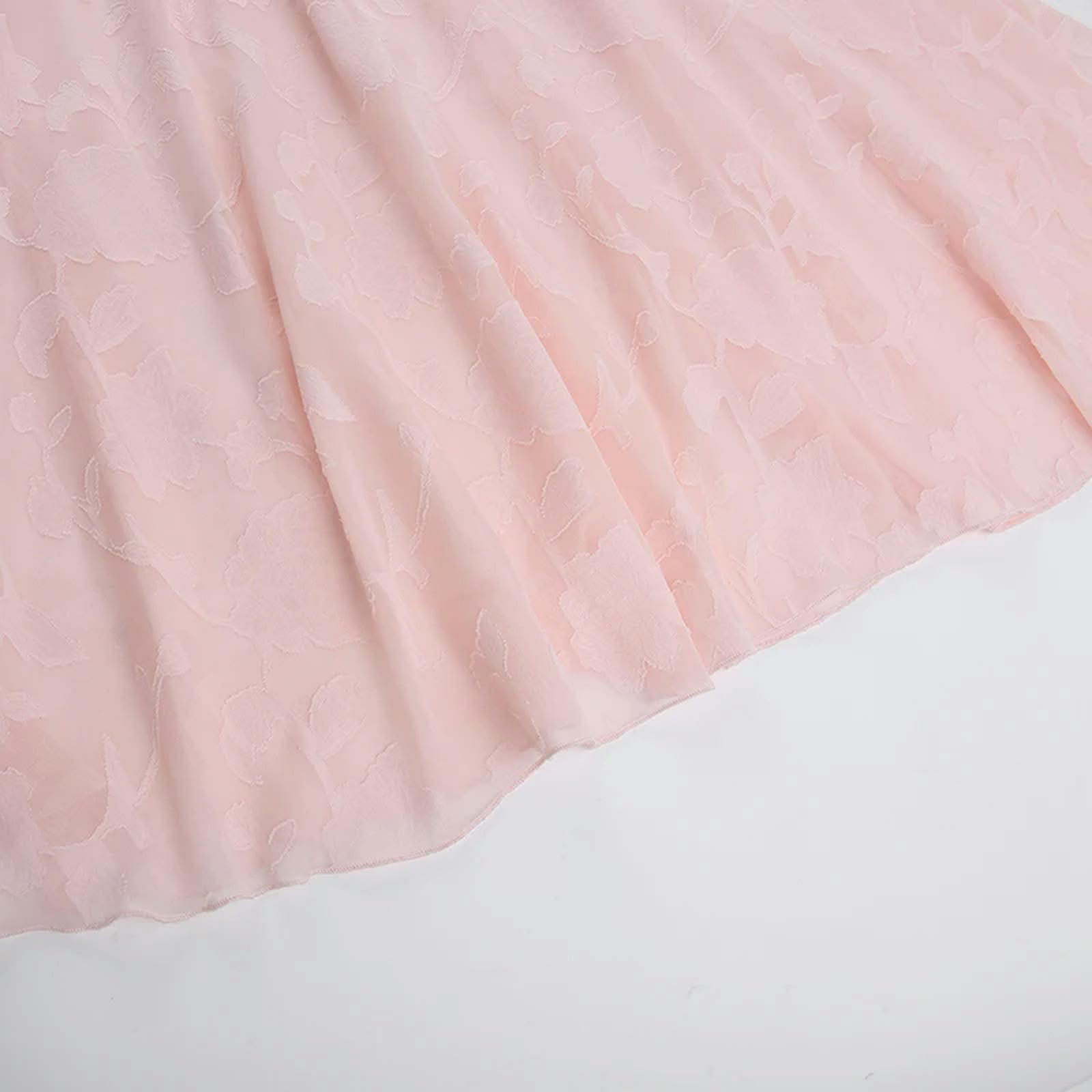 Vestido Elegante de Moda para Damas, con Escote en V, Manga Acampanada y Escote en V, Color Rosa, Talla S