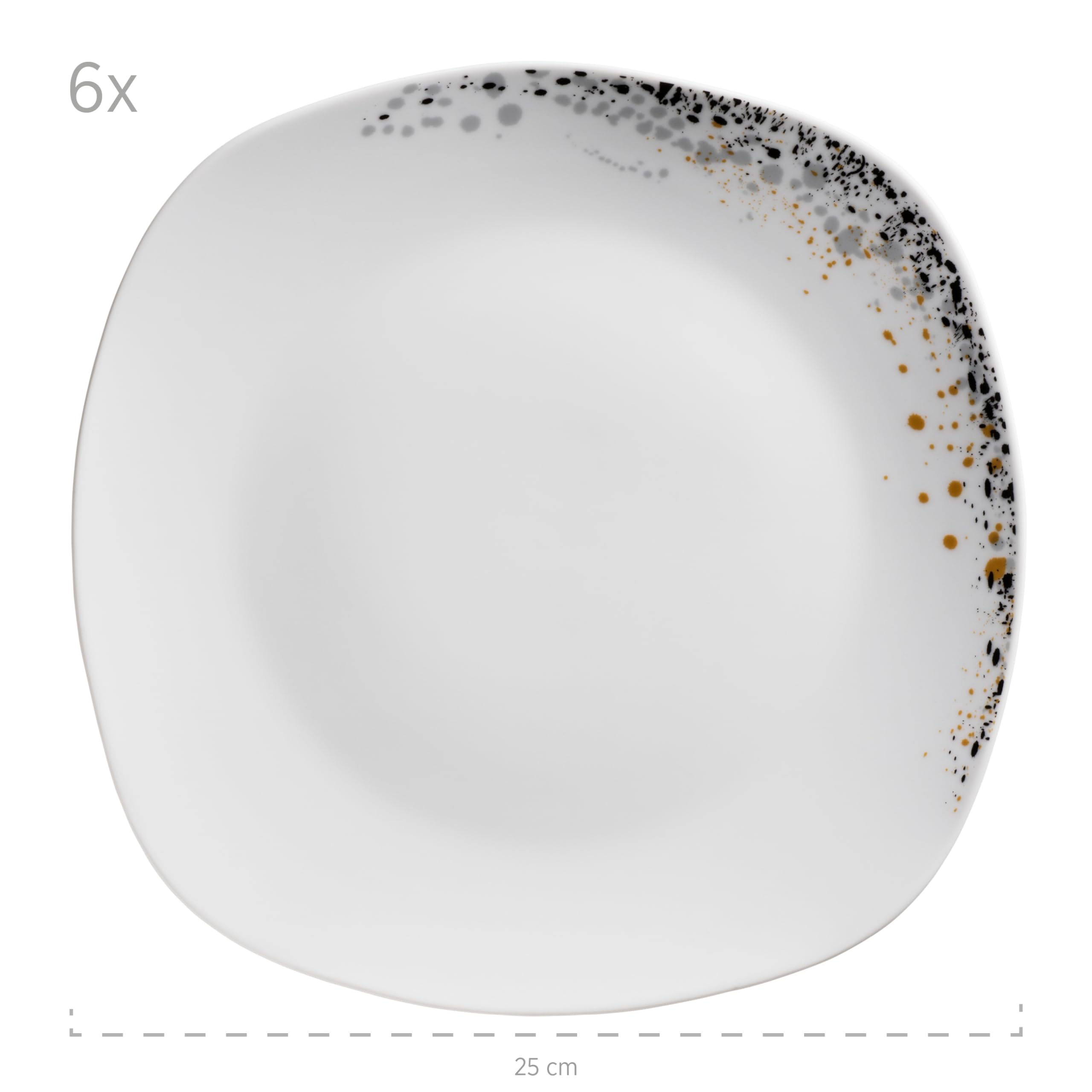 Mäser Space Dust, Tellerset für 4 Personen mit reduziertem Punkt-Design, 18-tlg. Geschirr Set mit flachen Tellern, tiefen Tellern und Desserttellern, Porzellan, Weiß