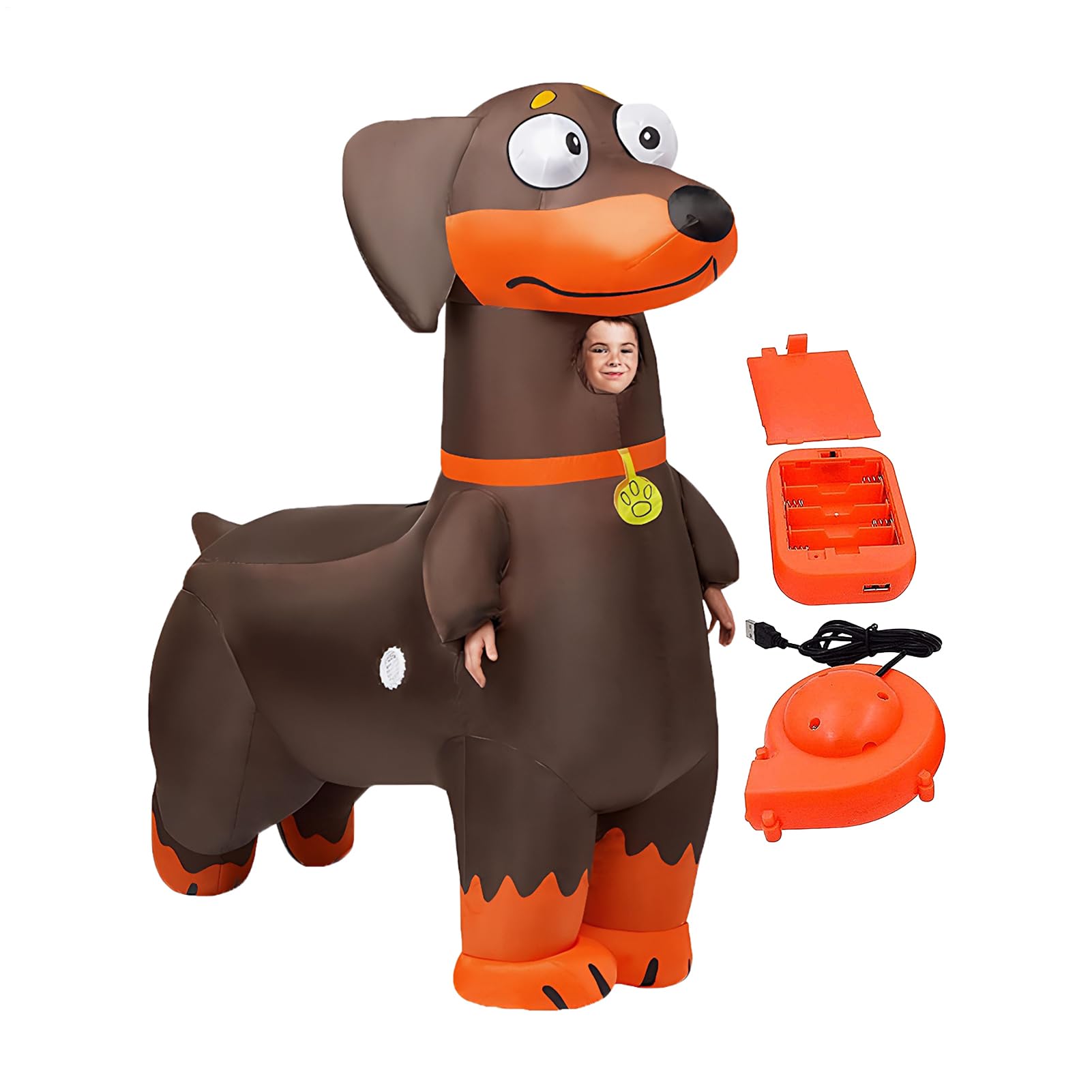 Costume da bassotto gonfiabile per bambini, costume gonfiabile per cani, per vacanze, Natale, attività all'aperto, interni, feste in casa, riunioni, cosplay, carnevale, foto