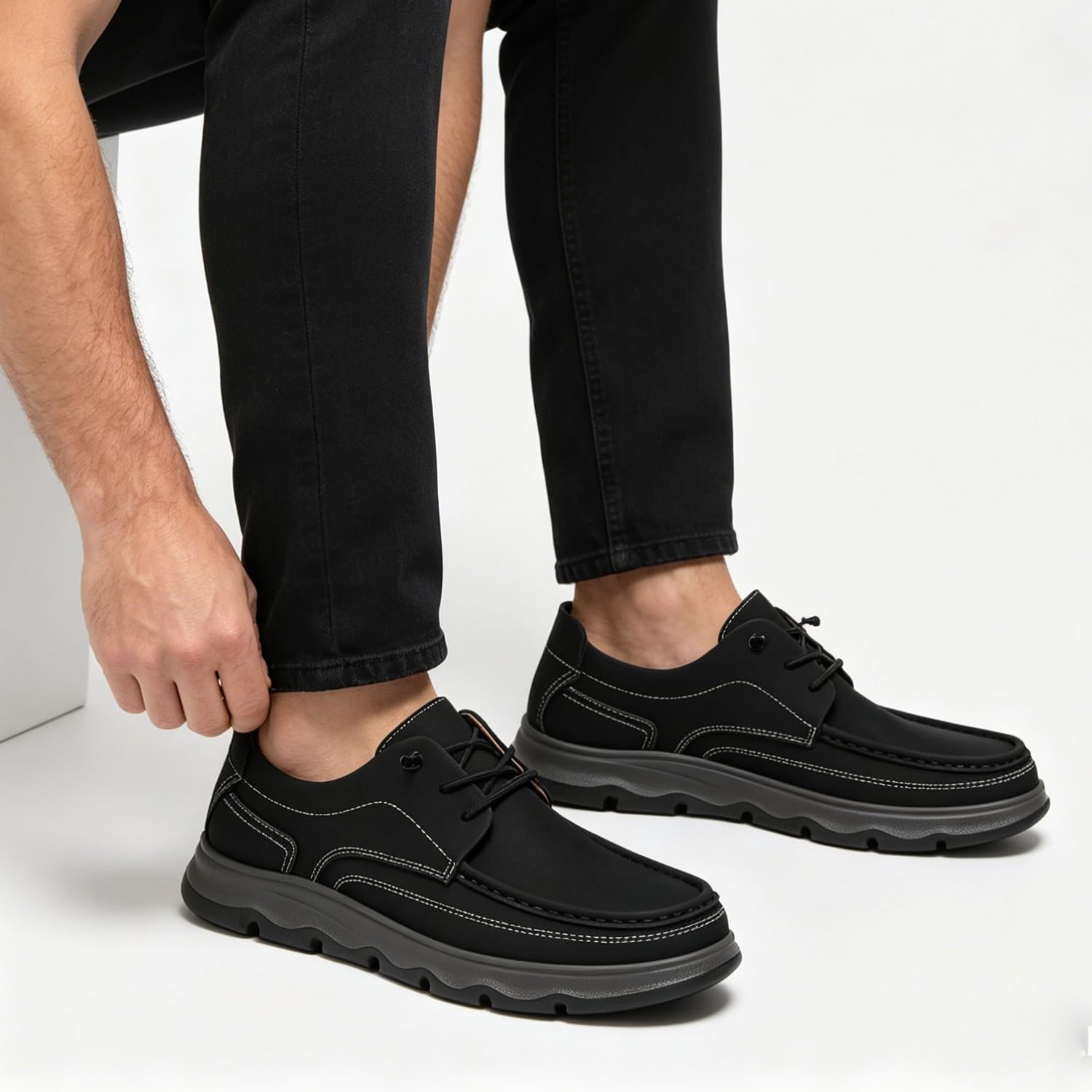 Mirroryou Herren Loafers Leicht Bequeme Mokassin Business Casual Lederschuhe Weit Slip on Sneakers