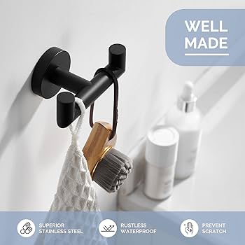 ☆耐腐食ダブルタオルラック 2層 マットブラック ステンレス 2層 マットブラック ステンレス 耐腐食ダブルタオルラック