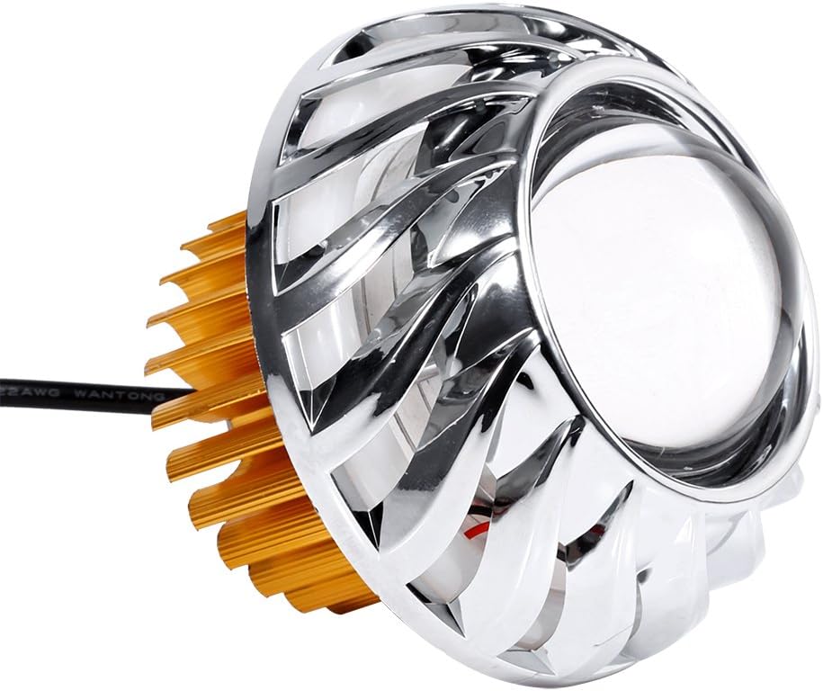 Motorcycle Hi/Low Beam LED Projector Headlight, Keenso Dual Lens Angel Devil Eye Spot Lights ()