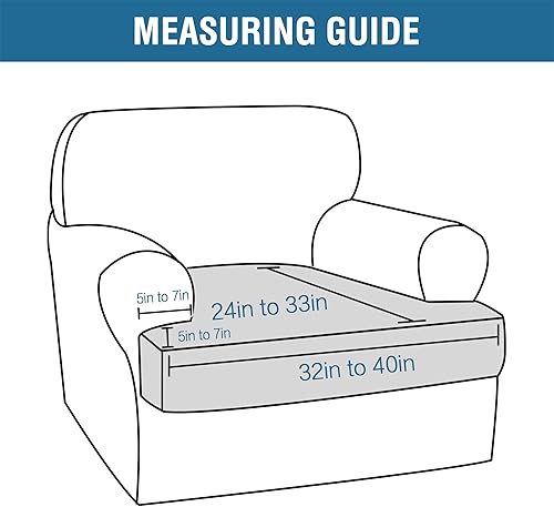 Miniatura 3 de H.VERSAILTEX Funda elástica para sillón con cojín en forma de T, fundas de cojín en T para sala de estar, funda de cojín en forma de T con bandas