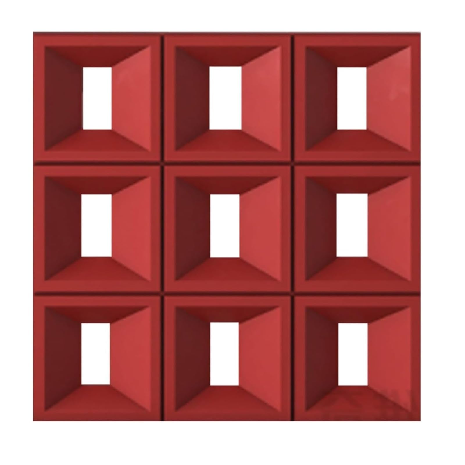 Pusta przegroda PU, pusta ścianka działowa PU Panele ścienne 3D do sypialni i jadalni, dekoracyjne tło sztuki - czerwony, zestaw 5, 5 x 47,2 cala każdy