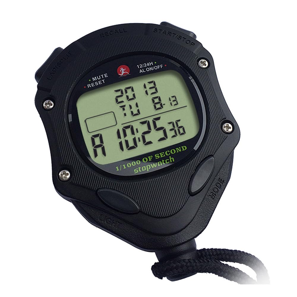 Chronomètre numérique avec rétroéclairage, chronomètre 0,001 seconde, mémoire de 100 tours, grand écran pour entraîneur, sport, natation, course à pied, marathon, compétition (100 LAP (rétroéclairage)