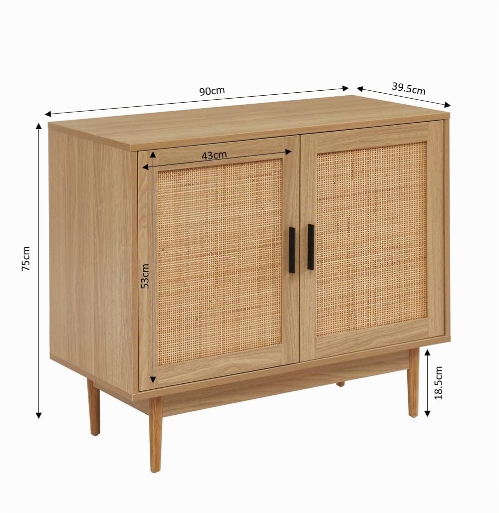 BAITA - Aparador Amana Efecto Roble y cannabo, 90 cm