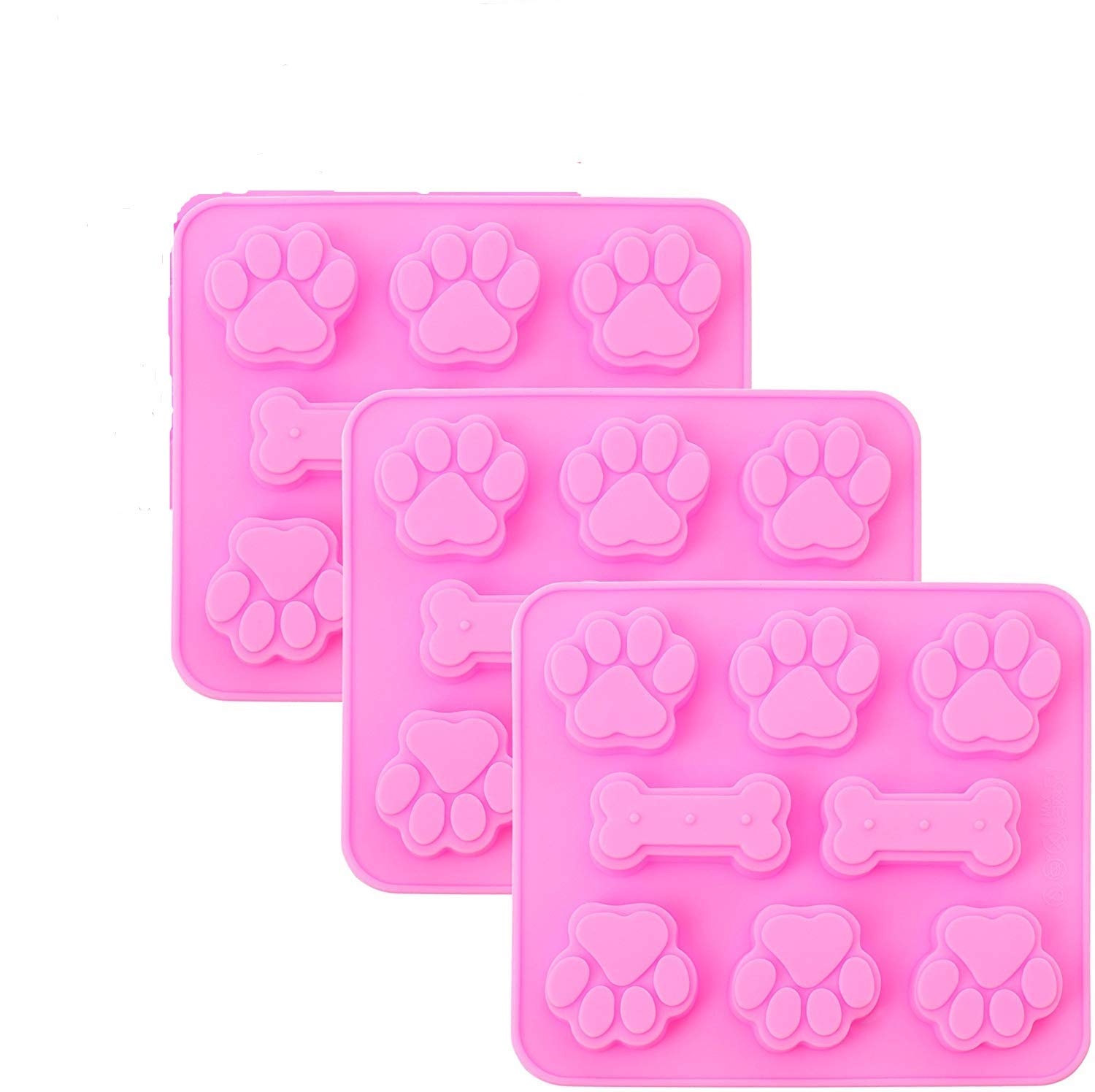 HASTHIP 3 Pieces Silicone Molds Puppy Dog Paw & Bone Shaped 2 In 1, 8-Cavity, Reusable Ice Candy Trays Chocolate Cookies Baking Pans, 17.5 x 15.5 x 2 Centimeters (B085DJ4C7V) Amazon Price History, Amazon Price Tracker