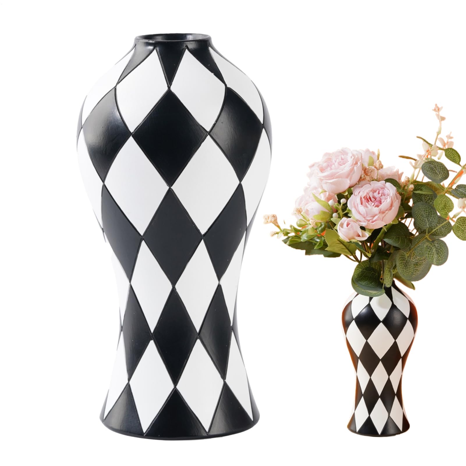 Vase noir et blanc en résine étanche pour décoration de table