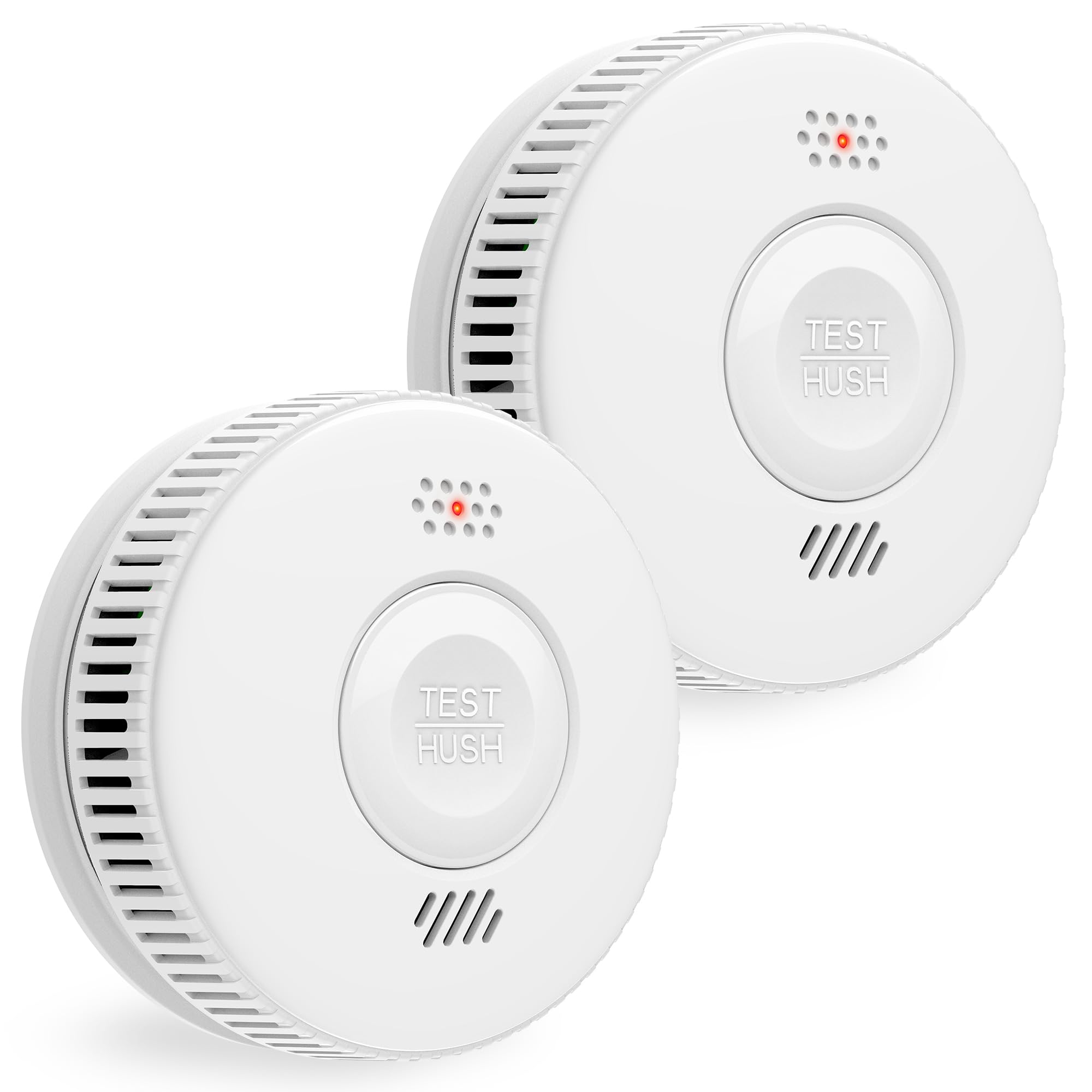 Smoke Alarm for Home, 10-Year Battery Smoke Detector with Large Test/Silence Button, Fire Alarm with Adhesive Tape, Conforms to EN14604 Standard, 2-Pack