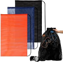 3PCS Mesh Bag - Drawstring Dive Bag Snorkel Dive Backpack for Swimming Gear, Diving, Beach Toy Ball Camping Clothing, Mesh Sports Bag Drawstring Storage Bag, Sturdy and Durable