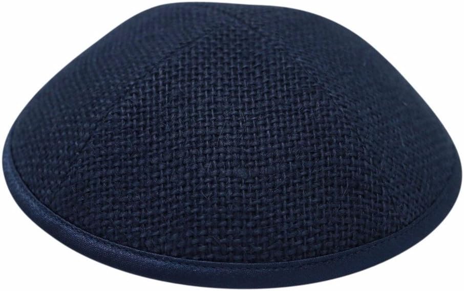 iKIPPAH Pattern Navy Burlap 9 inch Yarmulke