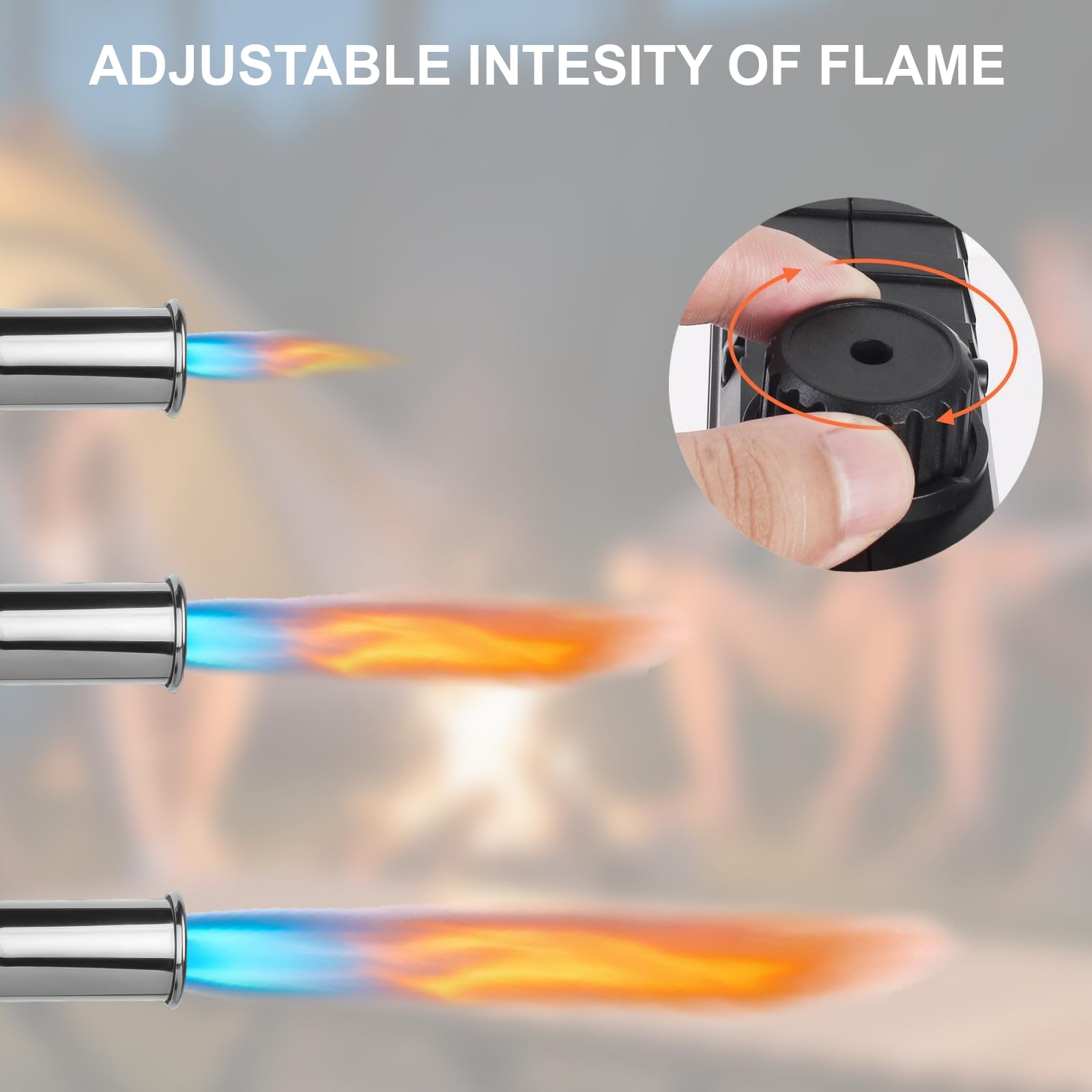 Chalumeau de Camping Professionnel, Brûleur Réglable, Torche de Camping, Avec Vanne de Sécurité, pour Allumer Barbecue, Feu de Camp, Charbon de Bois (Bouteille De Gaz Non Incluse)