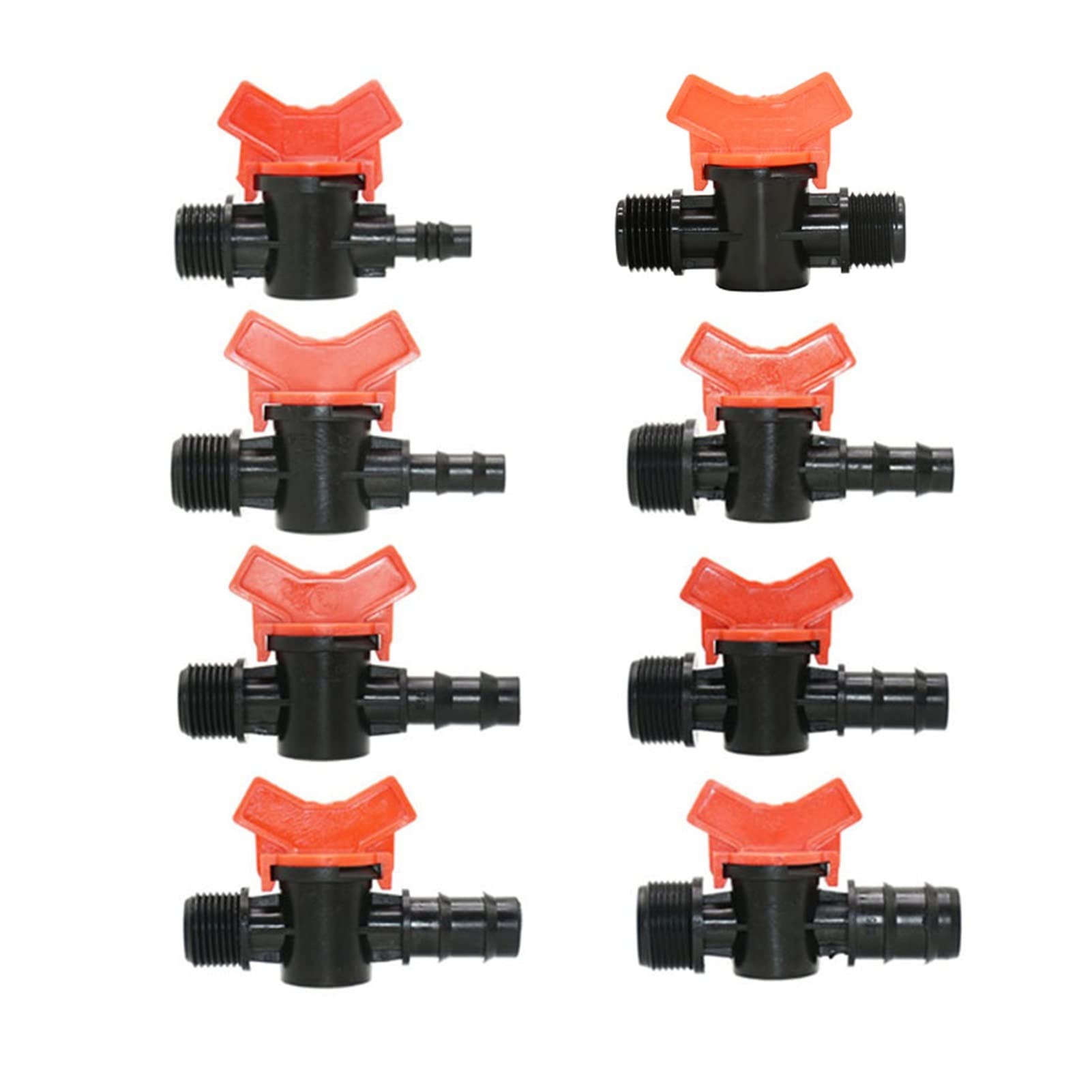 Raccord de Tuyau D'Arrosage Pour Arrosage 1/2" 3/4" Mâle Vers 3/8" 1/2" 3/4" Robinet de Jardin Vanne D'Irrigation Cannelée Mini Vanne Grue Raccord de Tuyau Pe 25 Pièces/1I2 À 20 Mm