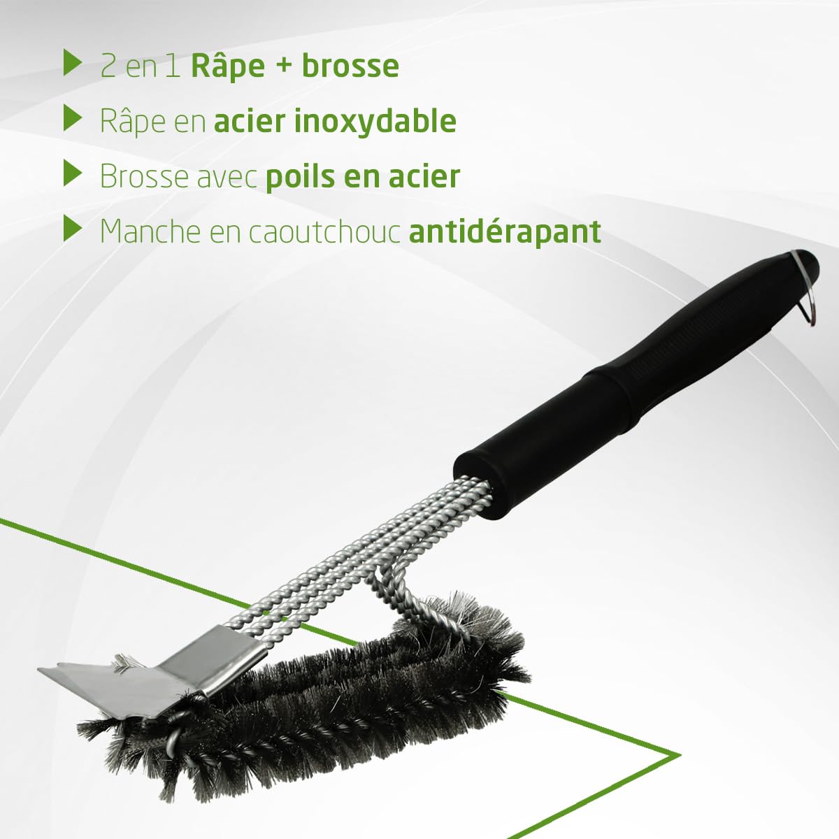 Lot De 2 Brosses à Gril En Acier Inoxydable - Poils Triangulaires, Poignée Ergonomique - Pour Barbecue, Four, Plaque