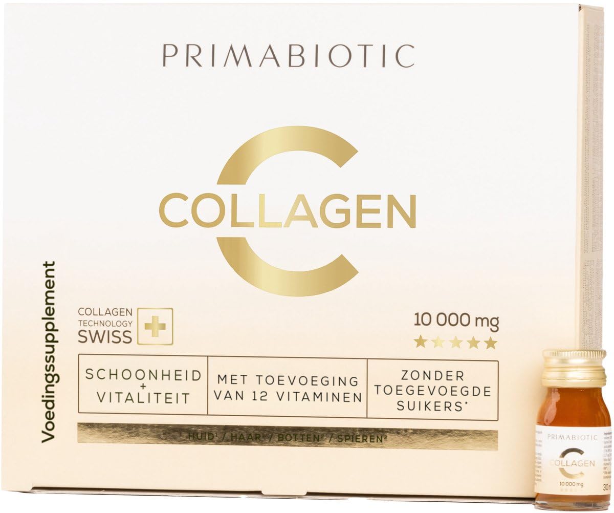 Collagen Drinking Ampoules - Primabiotic Collagen Peptides 10000 mg | 30 Ampoules of 30 ml (900 ml) | Premium Quality Liquid Beauty Drink | 95% Absorption | For Skin, Hair & Joints