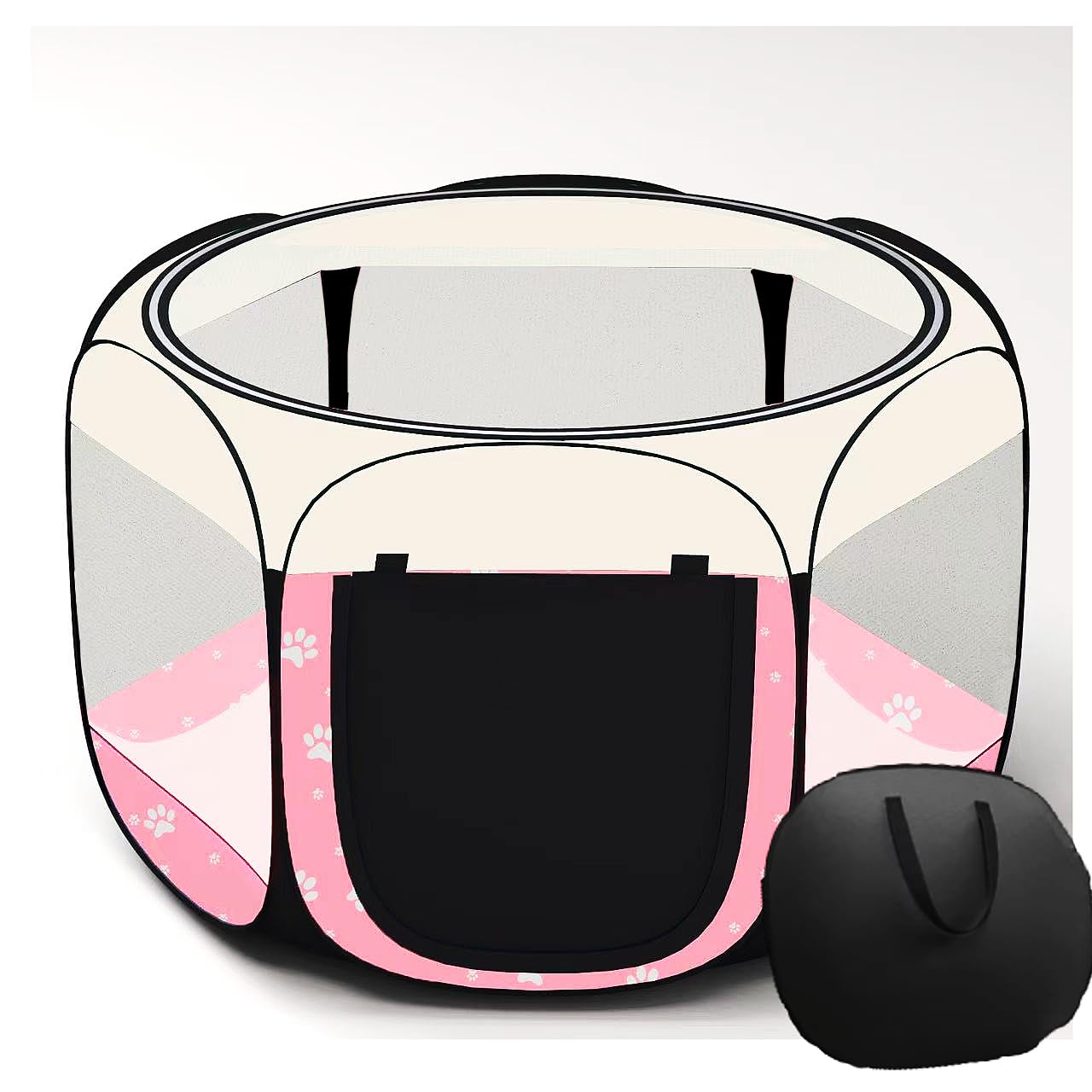 Parc Portable Pliable pour Animaux de Compagnie, Cage pour Chat, pour intérieur et extérieur, Tente pour Animaux de Compagnie et Chiot (Rose, L)