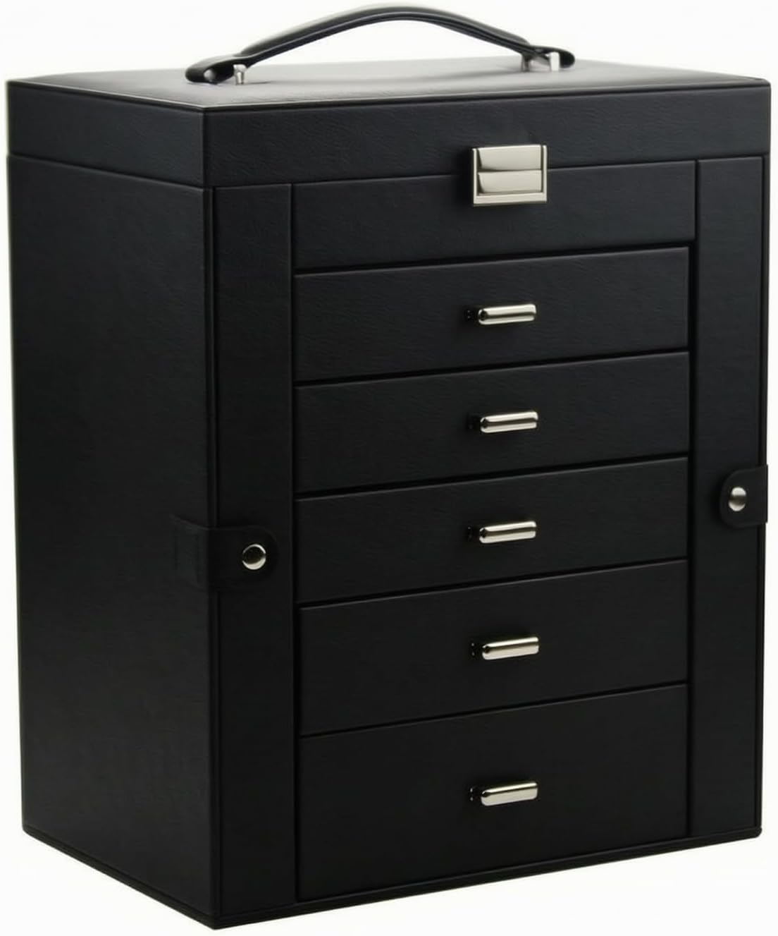 Jewelry Organizer Box with Drawers Upright Accessory Storage Box with Handle Large Capacity Watch and Jewelry Case for Women, Vanity