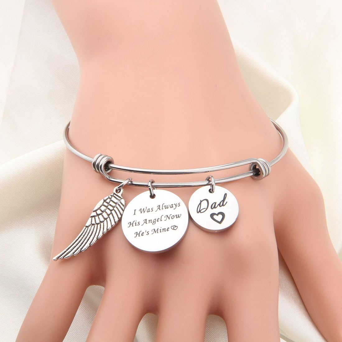 WUSUANED Memorial Jewelry I Used to Be His/Her Angel Bracelet in Memory of Loved One Dad Mom Sympathy Gift