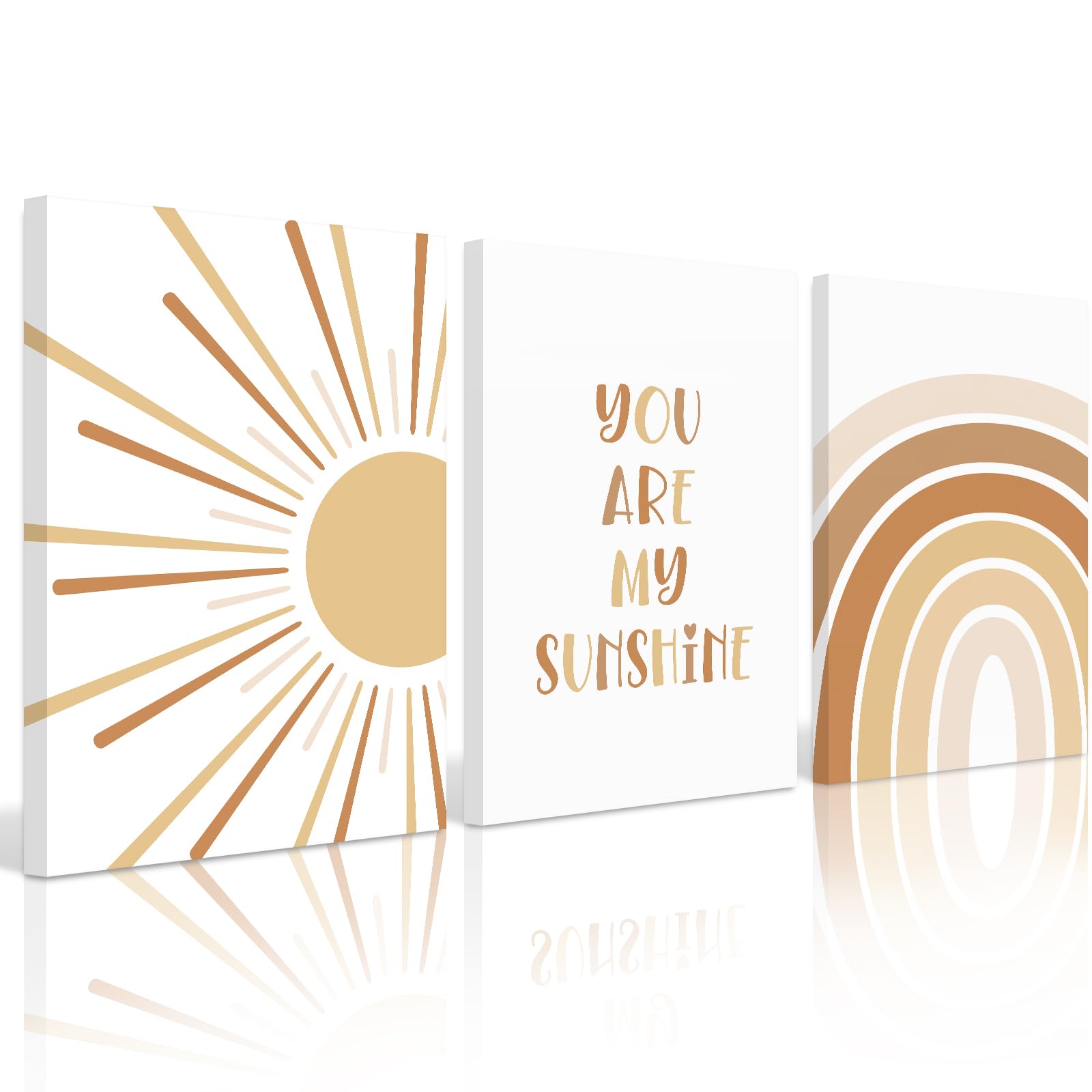 Baccone Boho Nursery Wall Art Baby Girl Wall Decor Kids Rainbow Canvas Wall Art You Are My Sunshine Pictures Toddler Sun Prints Nursery Artwork for