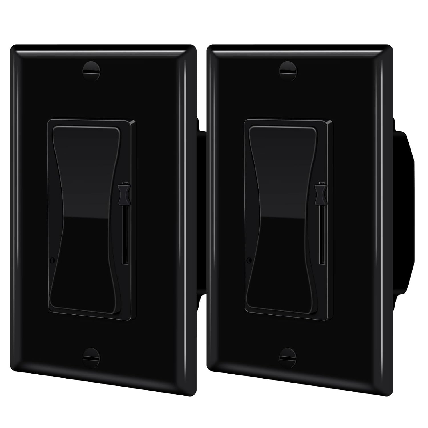 Black Dimmer Light Switch,Nineleaf 2PK 3 Way Dimmer Switch for Dimmable 150W LED and CFL Lights, 600W Halogen and Incandescent,15A 120V, No Neutral Wire Required, Commercial Grade,ETL Listed
