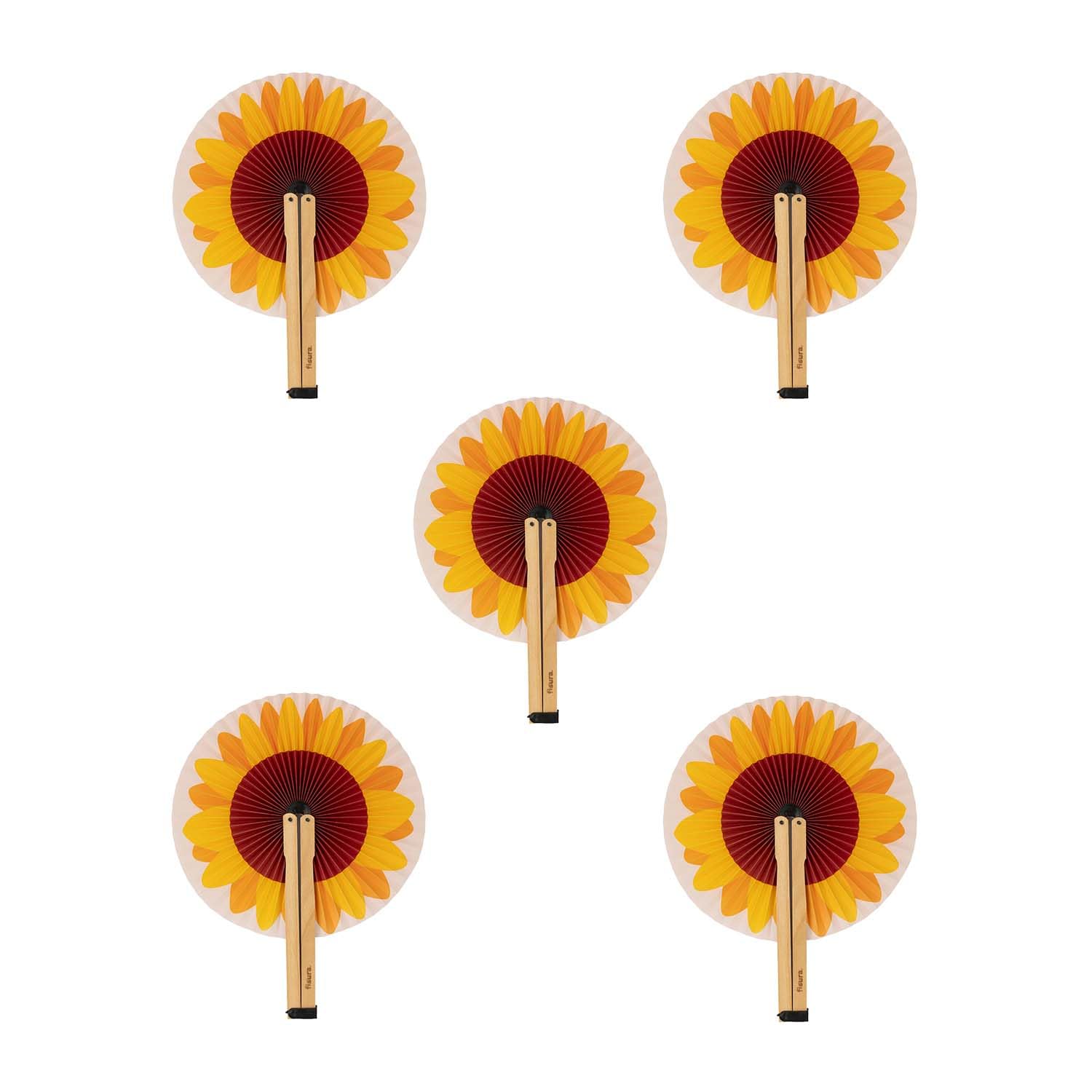 Fisura Unisex Sunflower, 5 Units – Folding Fan. Paper Foldable Fan. Pai Pai Fan With Message. Wedding Fan For Guests. Gift For Parties Or Ceremonies. 5.90 Inch X 0.78 Inch (5 Units, Sunflower)