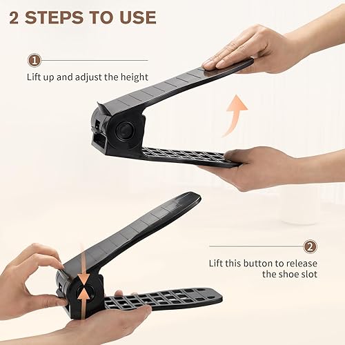 Miniatura 5 de Organizador de ranuras para zapatos, apiladores de zapatos ajustables, soporte para zapatos de doble piso, zapatero de almacenamiento, ahorro de
