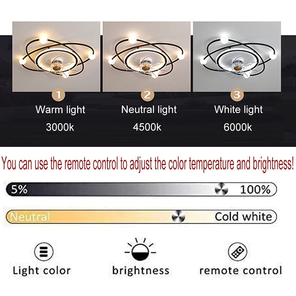 Nowoczesny wentylator sufitowy LED z oświetleniem Wentylator z możliwością przyciemniania Prędkość wiatru Lampa sufitowa z pilotem Wyciszająca lampa wentylatora Sypialnia Salon Kuc