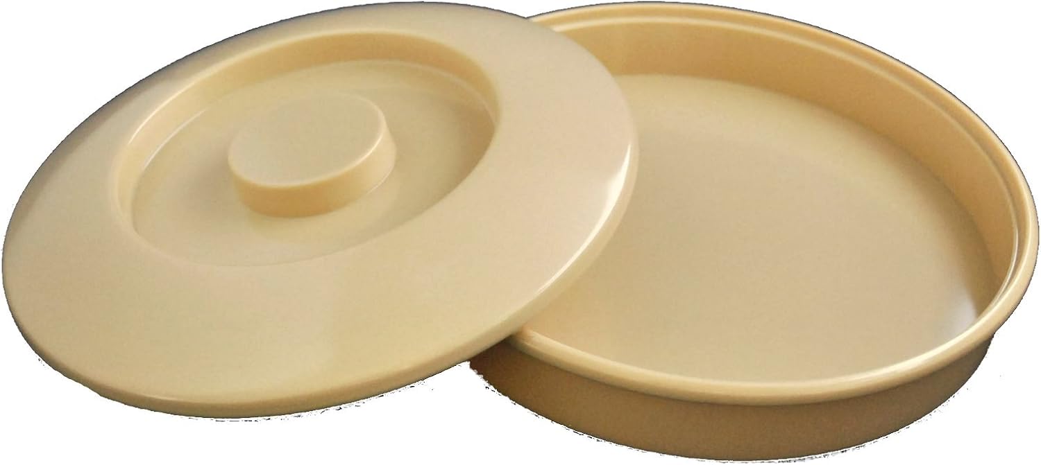 Lucky Star Vintage Western Melamine Tortilla Warmer Pancake Food Server With Lid, 8-1/8" dia. X 7/8” depth, White or Tan or Black (12, Tan)