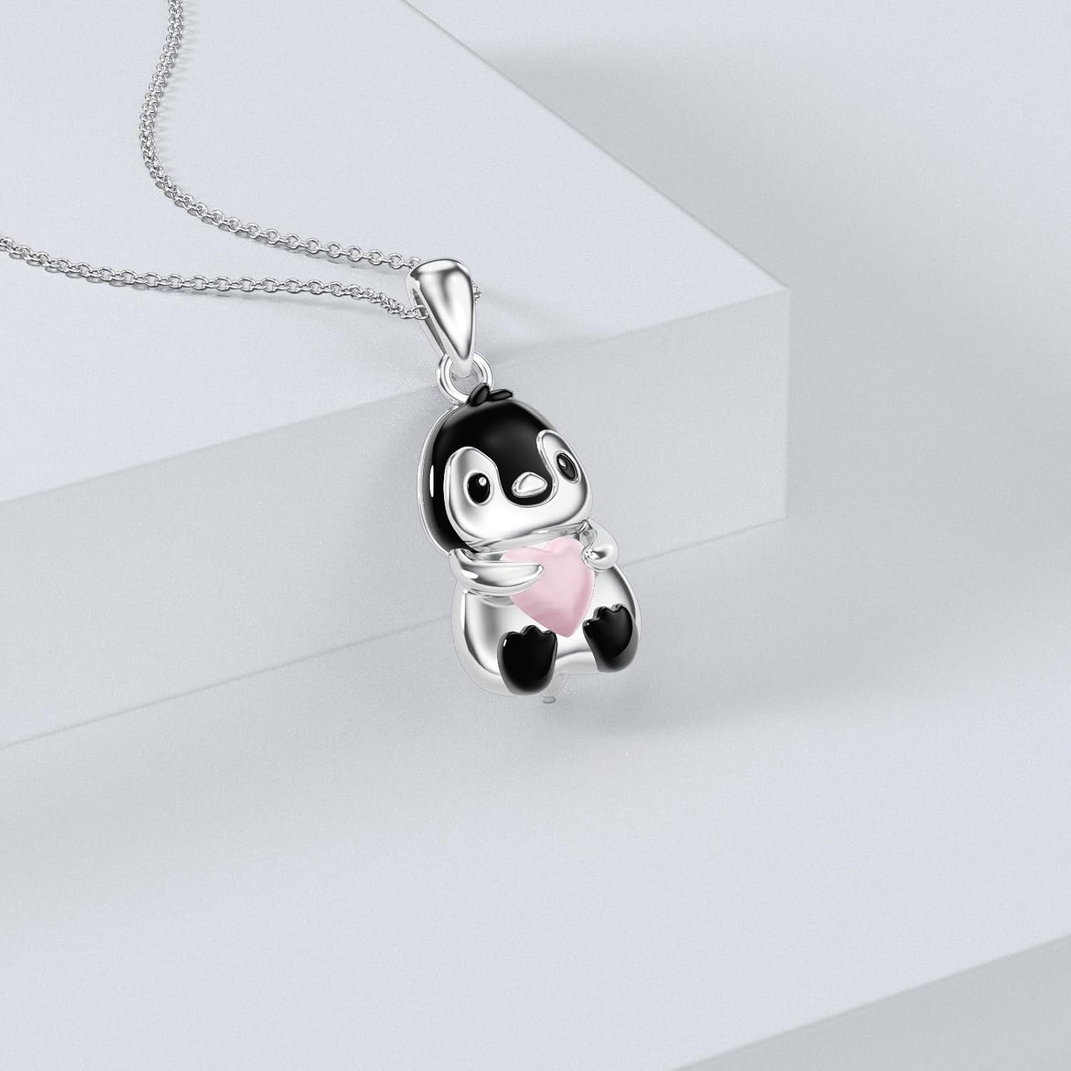 Natural Rose Quartz Penguin Pendant Necklace for Women 925 Sterling Silver Genuine Rose Quartz Jewelry Gifts - Image 2
