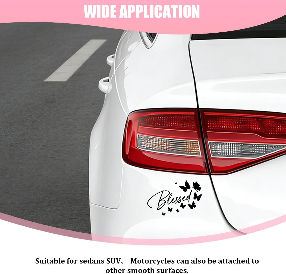 3PCS Blessed Car Rear View Mirror Sticker, Blessed Automotive Rearview Reminder Decals, Vehicle Interior Rearview Window Self Affirmation Message Stickers Set, Universal Fit (Black) image 5