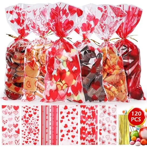 WD&CD Bolsas de Regalo de Día de San Valentín, 120 Piezas Bolsitas para Regalos, 6 Estilos Bolsas Día de San Valentín, Bolsas de Dulces, Bolsas de Fiesta, Bolsas de Galletas para Celebración Boda | Ya disponible en tu tienda friki favorita! En mundofriki.es!