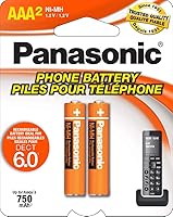Vista 1 de Panasonic HHR4DPA - Baterías recargables AAA NiMH originales para teléfonos inalámbricos DECT, paquete de 2, color naranja