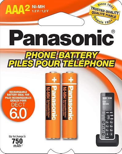 Panasonic HHR4DPA - Baterías recargables AAA NiMH originales para teléfonos inalámbricos DECT, paquete de 2, color naranja