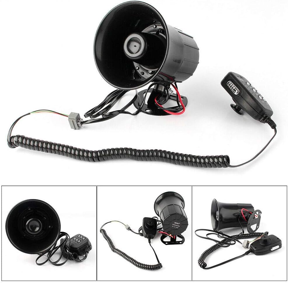 12V Car Warning Alarm Police Fire Siren Horn PA Speaker MIC System 6 Sound Loud