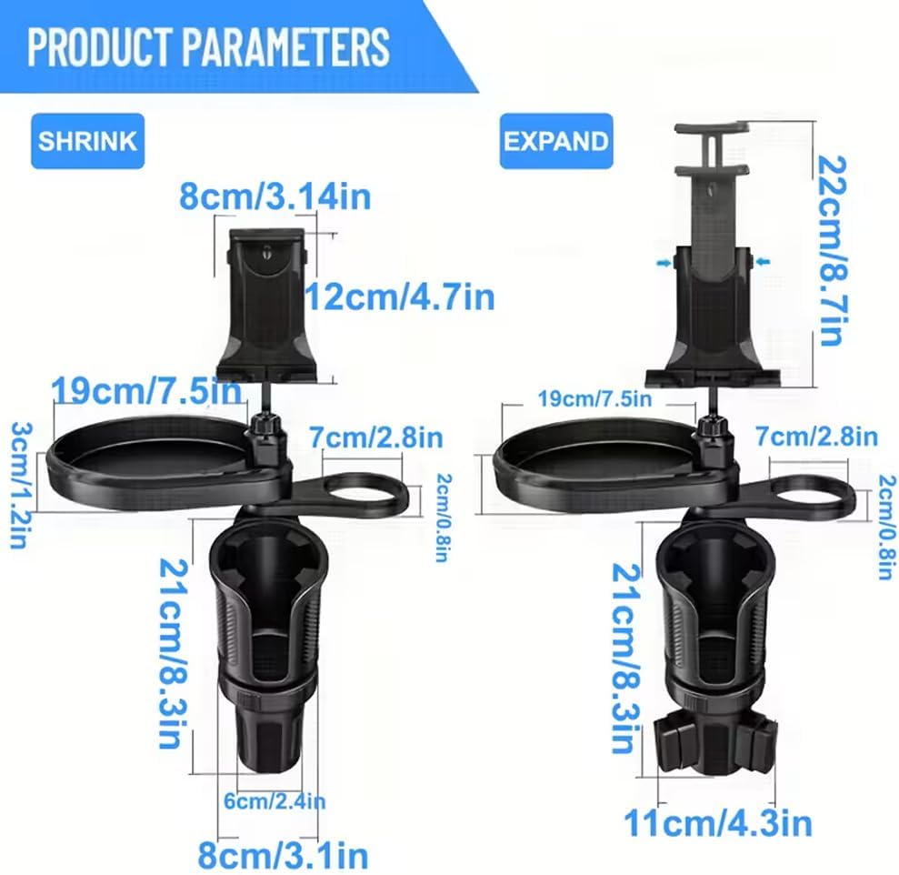 4 in 1 Car Table Tray，360° Rotation Cup Holder Tray for Car ，Mobile Phone Holder Car Cup Holder Tray ， Compatible with Vehicles, Car, Road Trip Essentials
