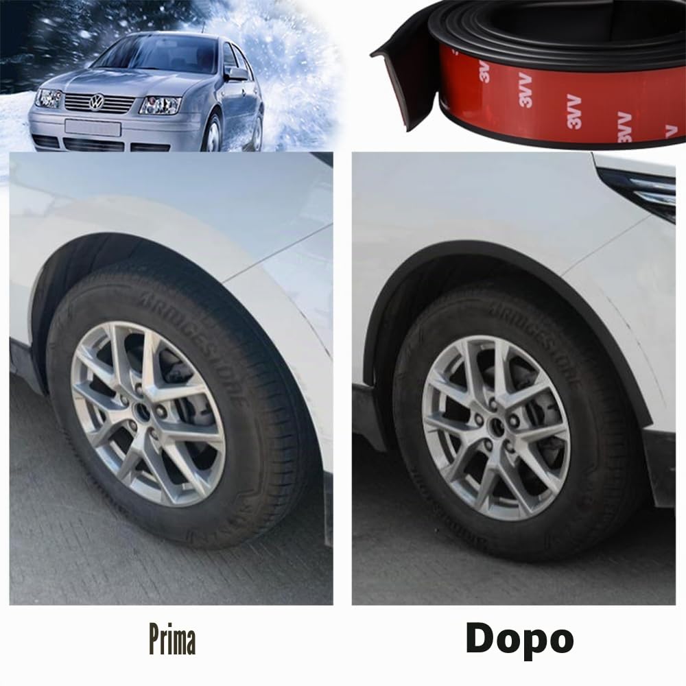 Blueshyhall 2 Pezzi Protezione Passaruota Auto, 1,5 m x 3,5 cm Copriruota Auto Parafango Allargamento Universale, Forma a L Protezione per Ruote Auto, Strisce di Protezione Sopracciglia Auto Nero