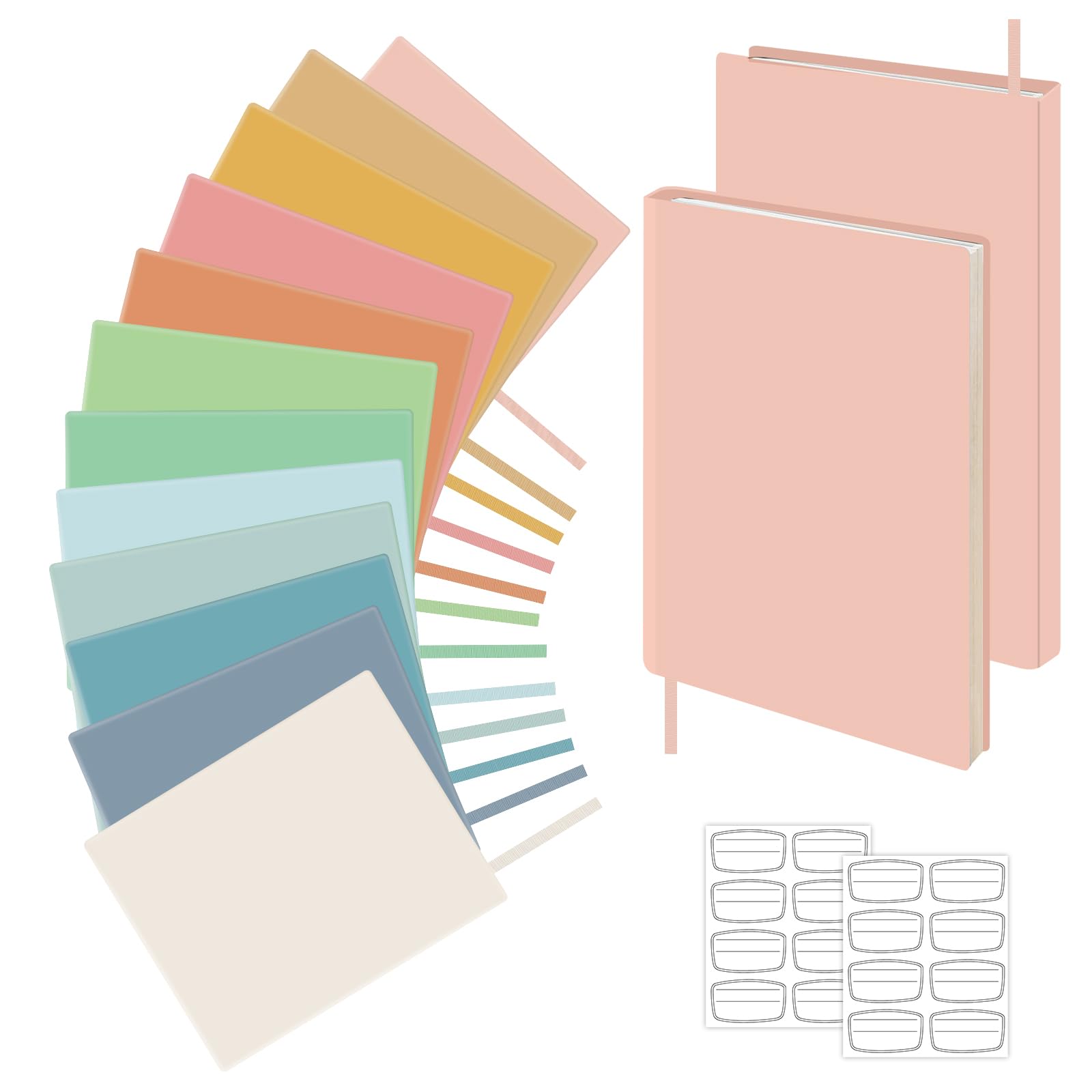 12 copertine per libri in tessuto elastico riutilizzabili, con etichetta adesiva, lavabili, per la maggior parte dei libri di testo con copertina rigida fino a 25,4 x 31,8 cm, colore pastello