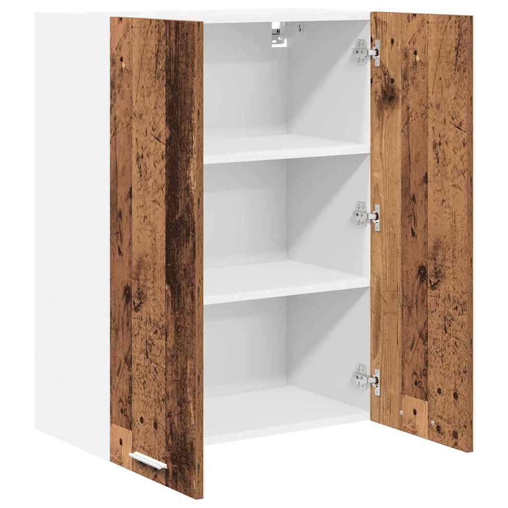Hängeschrank mit Speicher Altholz 60 x 31 x 80 cm Holzwerkstoff, Küchenschrank mit Stauraum, Mehrzweckschrank mit Tür, ideal für Vorratsschrank, Organizer, Esszimmer, Arbeitsplatte