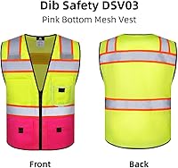 Vista 5 de Chaleco de seguridad Dib Safety reflectante con bolsillos y cremallera, malla de alta visibilidad ANSI Clase 2, fabricado con cinta reflectante 3M