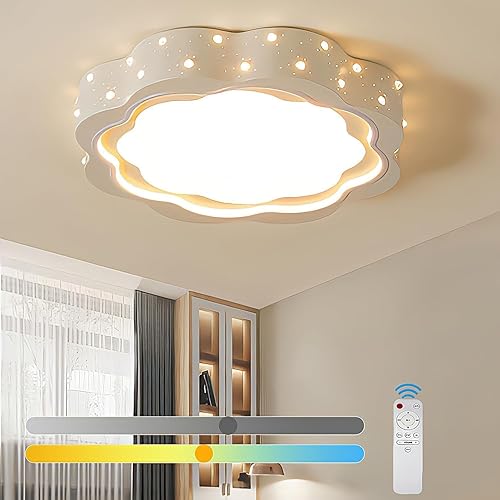 ganio Lámpara de techo LED regulable con control remoto de 19.7 in, 36 W, metal y estrella acrílica, creativa para sala de estar, dormitorio,