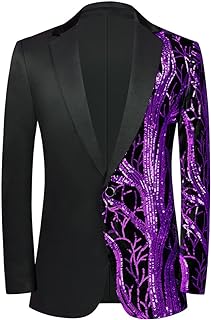 Men Black Sequin Shiny Prom Suit Jacket One Button Slim Fit Sport Coats and Blazers Tuxedo for Wedding Banquet