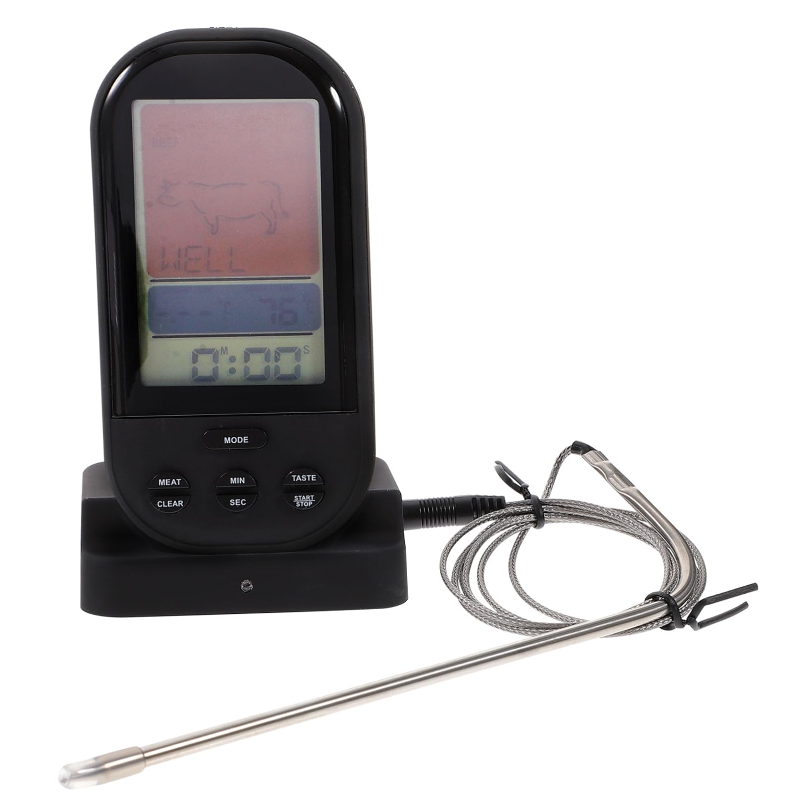 LIFKOME Kabelloses Digitales Fleischthermometer mit Großem Beleuchtetem LCD Display Fernmessung Vorprogrammierte Garstufen Timer Alarm für Grill Ofen Outdoor Bbq Smoker