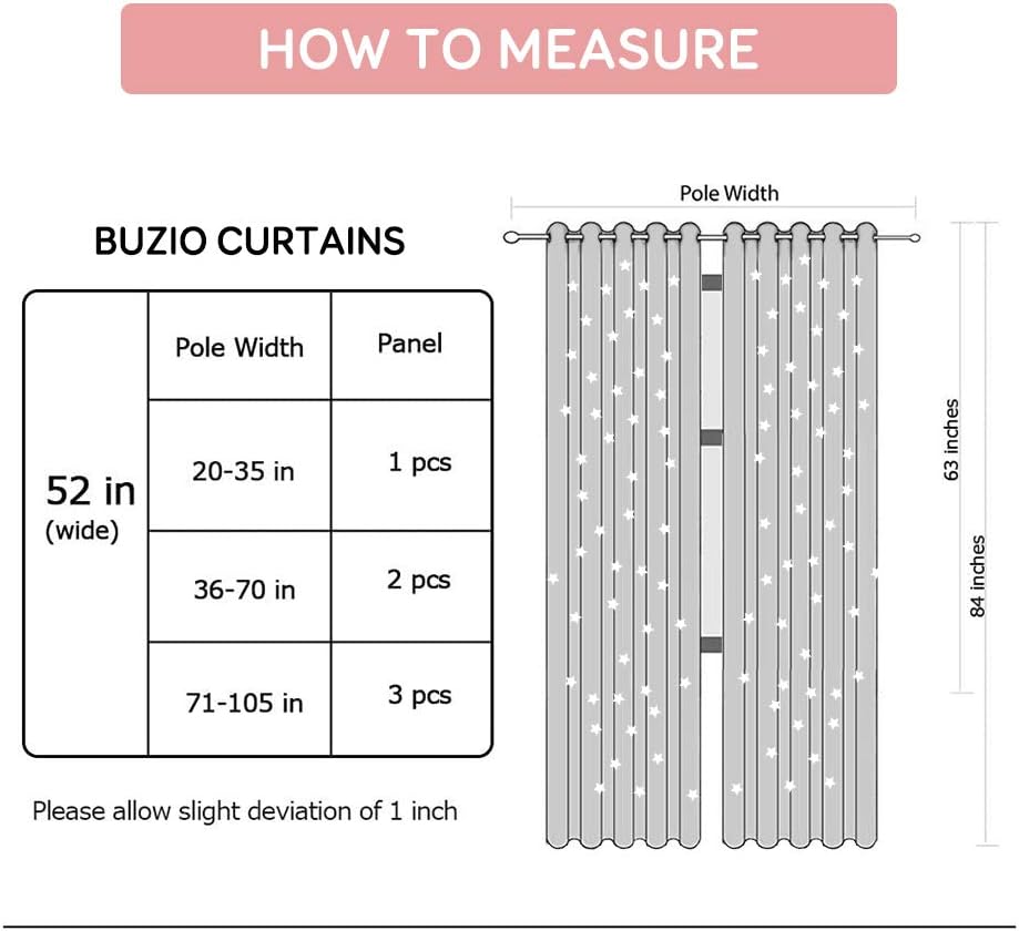 BUZIO 2 Panels Twinkle Star Kids Room Curtains, Thermal Insulated Blackout Curtains with Punched Out Stars for Space Themed Nursery and Bedroom (52 x 63 Inches, Space Gray)
