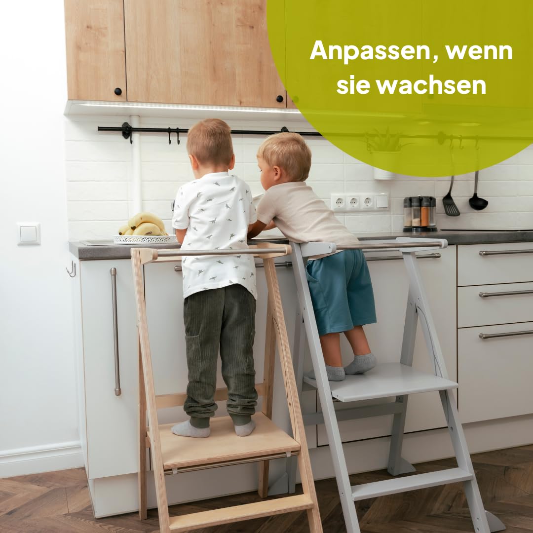 Ette Tete Faltbarer Lernturm mit Verstellbarer Höhe STEP'n'FOLD (Schwarz)