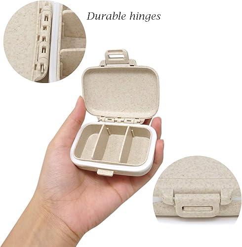 Miniatura 10 de Honbay Caja organizadora de vitaminas, pastillero de viaje portátil, saludable, ecológico, paja de trigo pequeña (rosa cereza)