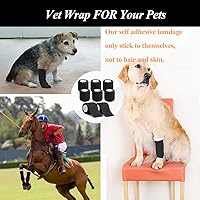 Vista 3 de Vendaje autoadhesivo, vendajes elásticos cohesivos transpirables de 2 pulgadas en negro, cinta deportiva veterinaria a granel para suministros